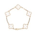 [Eternal Jewelry]CLOVER 5 MOTIF ROCK CRYSTAL PINK GOLD BRACELET