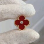 [Eternal Jewelry]CLOVER MEDIUM 1 MOTIFS CARNELIAN  DIAMOND earrings - Image 3