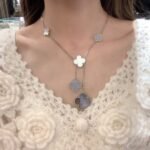 [Eternal Jewelry]CLOVER MOP CHALCEDONY NECKLACE SILVER 6 MOTIF - Image 3