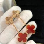 [Eternal Jewelry]CLOVER 2 MOTIF  LASER CARNELIAN EARRINGS - Image 3