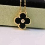 [Eternal Jewelry]CLOVER 15MM DIAMOND ONYX NECKLACE - Image 4