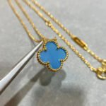 [Eternal Jewelry]CLOVER 15MM BLUE AGATE NECKLACE - Image 4