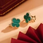 [Eternal Jewelry]CLOVER MEDIUM 1 MOTIFS MALACHITE  EARRINGS - Image 6