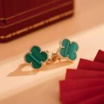 [Eternal Jewelry]CLOVER MEDIUM 1 MOTIFS MALACHITE  EARRINGS - Image 7