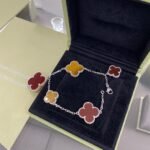 [Eternal Jewelry]CLOVER 5 MOTIFS SIVLER CARNELIAN TIGER EYE BRACELET - Image 4