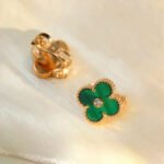 [Eternal Jewelry]CLOVER MEDIUM 1 MOTIFS MALACHITE DIAMOND EARRINGS - Image 8