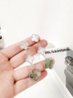 [Eternal Jewelry]CLOVER 3 MOTIFS CHALCEDONY DARK MOP SILVER EARRINGS - Image 8