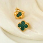 [Eternal Jewelry]CLOVER MEDIUM 1 MOTIFS MALACHITE  EARRINGS - Image 11