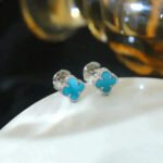 [Eternal Jewelry]CLOVER MINI 9.5MM ONYX STUD EARRINGS SILVER - Image 3