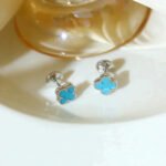 [Eternal Jewelry]CLOVER MINI 9.5MM ONYX STUD EARRINGS SILVER - Image 7