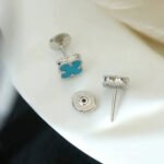 [Eternal Jewelry]CLOVER MINI 9.5MM ONYX STUD EARRINGS SILVER - Image 8