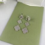 [Eternal Jewelry]CLOVER 3 MOTIF DIAMOND SILVER DROP EARRINGS - Image 4
