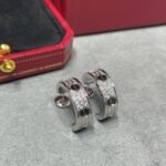 [Eternal Jewelry]LOVE CERAMIC DIAMOND PAVED SILVER EARRINGS - Image 2