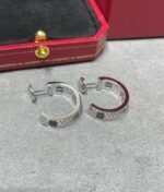 [Eternal Jewelry]LOVE CERAMIC DIAMOND PAVED SILVER EARRINGS - Image 8