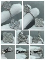 [Eternal Jewelry]CLOVER 2 MOTIFS DIAMOND PAVED SILVER EARRINGS - Image 4