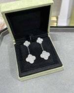 [Eternal Jewelry]CLOVER 2 MOTIFS DIAMOND PAVED SILVER EARRINGS - Image 5