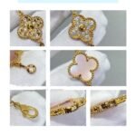 [Eternal Jewelry]CLOVER 5 MOTIF DIAMOND PINK MOP PINK GOLD BRACELET - Image 4