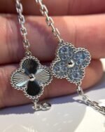 [Eternal Jewelry]CLOVER 5 MOTIF SILVER DIAMOND BRACELET - Image 5
