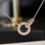 [Eternal Jewelry]LOVE 7.6MM NECKLACE ROSE GOLD AND SILVER  FULL DIAMOND - Image 5