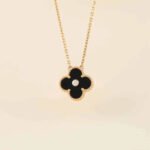 [Eternal Jewelry]CLOVER 15MM DIAMOND ONYX NECKLACE - Image 6