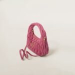 Wander Matelassé Soft Lamb Nappa Small Crescent Moon Bag Peach Blossom Pink - Image 3