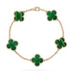 [Eternal Jewelry]CLOVER 5 MOTIFS MALACHITE BRACELET - Image 2