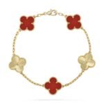[Eternal Jewelry]CLOVER  5 MOTIFS CARNELIAN GOLD BRACELET