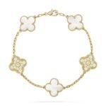 [Eternal Jewelry]CLOVER BRACELET 5 MOTIF WHITE MOP DIAMOND
