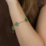 [Eternal Jewelry]CLOVER 5 MOTIFS MALACHITE BRACELET - Image 3