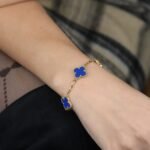 [Eternal Jewelry]CLOVER 5 MOTIFS BLUE AGATE BRACELET - Image 9