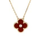 [Eternal Jewelry]CLOVER 15MM DIAMOND CARNELIAN NECKLACE - Image 2