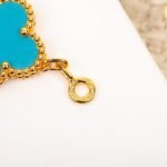 [Eternal Jewelry]CLOVER 5 MOTIF TURQUOISE DIAMOND GOLD BRACELET - Image 5