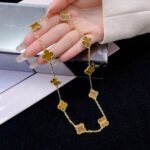 [Eternal Jewelry]CLOVER 10 MOTIFS TIGER EYE NECKLACE - Image 2