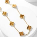 [Eternal Jewelry]CLOVER 10 MOTIFS TIGER EYE NECKLACE - Image 3