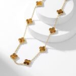 [Eternal Jewelry]CLOVER 10 MOTIFS TIGER EYE NECKLACE - Image 5
