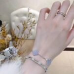 [Eternal Jewelry]CLOVER  5 MOTIF PURPLE CHALCEDONY BRACELET SILVER - Image 3