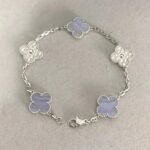 [Eternal Jewelry]CLOVER  5 MOTIF DIAMOND PURPLE CHALCEDONY BRACELET SILVER - Image 4