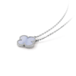 [Eternal Jewelry]CLOVER 15MM BLUE CHALCEDONY NECKLACE SILVER - Image 2