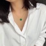 [Eternal Jewelry]CLOVER 15MM MALACHITE SINGLE FLOWER  NECKLACE - Image 9