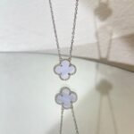 [Eternal Jewelry]CLOVER 15MM BLUE CHALCEDONY NECKLACE SILVER - Image 3