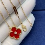 [Eternal Jewelry]CLOVER 15MM DIAMOND CARNELIAN NECKLACE - Image 4