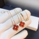 [Eternal Jewelry]CLOVER 15MM DIAMOND CARNELIAN NECKLACE - Image 5