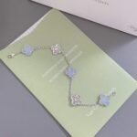[Eternal Jewelry]CLOVER  5 MOTIF DIAMOND PURPLE CHALCEDONY BRACELET SILVER - Image 7