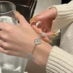 [Eternal Jewelry]CLOVER  5 MOTIF DIAMOND PURPLE CHALCEDONY BRACELET SILVER - Image 12