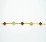 [Eternal Jewelry]CLOVER 5 MOTIFS CARNELIAN DIAMOND BRACELET - Image 5