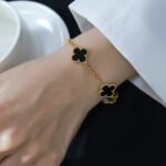 [Eternal Jewelry]CLOVER  5 MOTIFS BLACK ONYX BRACELET - Image 7