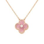 [Eternal Jewelry]CLOVER 15MM DIAMOND RHODONITE NECKLACE - Image 2