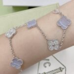 [Eternal Jewelry]CLOVER  5 MOTIF DIAMOND PURPLE CHALCEDONY BRACELET SILVER - Image 9