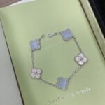 [Eternal Jewelry]CLOVER  5 MOTIF DIAMOND PURPLE CHALCEDONY BRACELET SILVER - Image 2