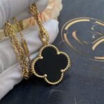 [Eternal Jewelry]CLOVER 25MM GOLD ONYX BIG CLOVER NECKLACE - Image 5